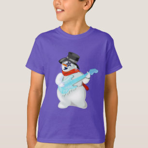 Sneeuwman met gitaar T-shirt