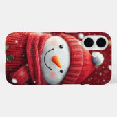 Sneeuwman met glimlach in rode breiwar - Kerstmis Case-Mate iPhone Case (Achterkant (horizontaal))