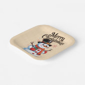 Sneeuwman met glimlach papieren bordje (Gebogen)