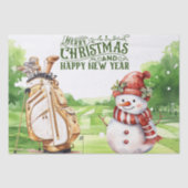 Sneeuwman met golf-thema golfer kerstcadeau tissuepapier (Voorkant)