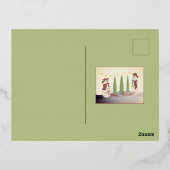 Sneeuwman met gouden accenten folie feestdagen briefkaart (Achterkant)