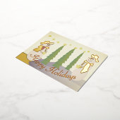 Sneeuwman met gouden accenten folie feestdagen briefkaart (Gedraaid)