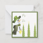 Sneeuwman Met Groen En Sterren Notitiekaartje (Achterkant)