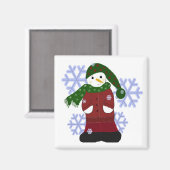 Sneeuwman met Grote Sneeuwvlokken Magneet (Voorkant / Achterkant)