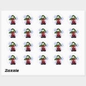 Sneeuwman met Grote Sneeuwvlokken Ronde Sticker (Vel)