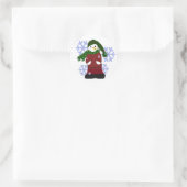 Sneeuwman met Grote Sneeuwvlokken Ronde Sticker (Tas)
