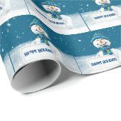 Sneeuwman met HAPPY HOLIDAYS bord Cadeaupapier (Rol Hoek)