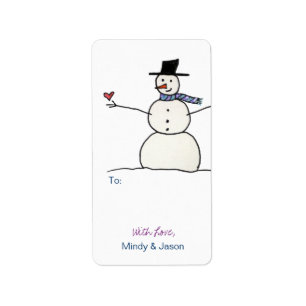 Sneeuwman met Heart Gift Labels