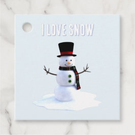 Sneeuwman met hoed en sjaal. Ik hou van sneeuw Bedankjes Labels
