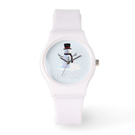 Sneeuwman met hoed en sjaal. Ik hou van sneeuw Horloge
