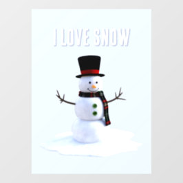Sneeuwman met hoed en sjaal. Ik hou van sneeuw Raamsticker