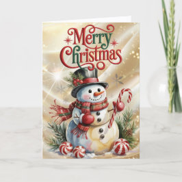 Sneeuwman met hoed Kerstmis Feestdagen Kaart