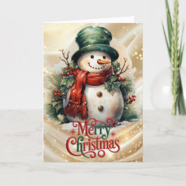 Sneeuwman met hoed Kerstmis Feestdagen Kaart