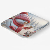 Sneeuwman met ijskegel en hond papieren bordje (Gebogen)