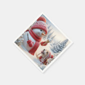 Sneeuwman met ijskegel en hond servet (Hoek)