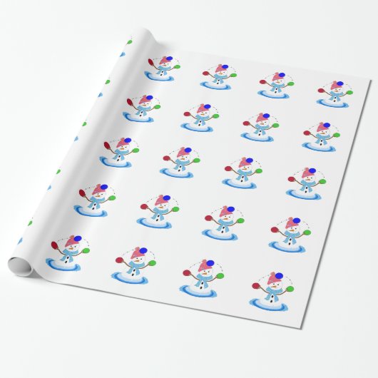 Sneeuwman met jongleerpret cadeaupapier (Uitgerold)