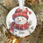 Sneeuwman met Jouw naam Acryl Ornament<br><div class="desc">Naast slechts een decoratie,  staat ons Gepersonaliseerde Sneeuwman Acryl Ornament als een bewijs van de schoonheid van individuele herinneringen en momenten die tijdens het feestseizoen worden gedeeld. Of het nu voor je eigen boom is of een cadeau voor een speciaal iemand,  dit ornament zal gezichten en harten evenzeer verlichten.</div>