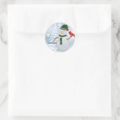 sneeuwman met kardinaal ronde sticker (Tas)