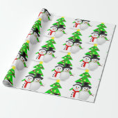 Sneeuwman met kerstbomen / Kerstcadeau Cadeaupapier (Uitgerold)