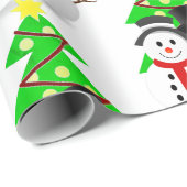 Sneeuwman met kerstbomen / Kerstcadeau Cadeaupapier (Rol Hoek)