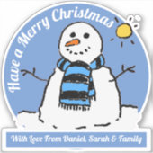 Sneeuwman met Kerstboodschap! Sticker (Voorkant)
