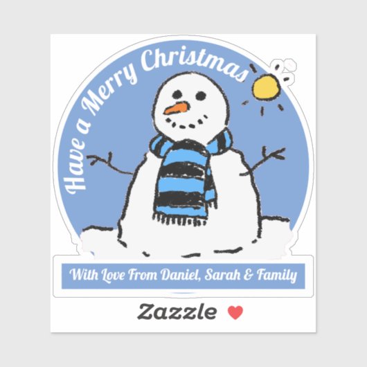 Sneeuwman met Kerstboodschap! Sticker (Vel)