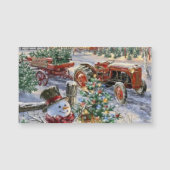 Sneeuwman met Kerstboom en Tractor Magnet (Voorkant)