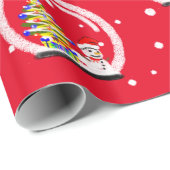 Sneeuwman met kerstboom in een sneeuwWereldbol Cadeaupapier (Rol Hoek)