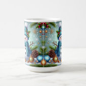 Sneeuwman met kerstboom Ornament, sneeuwvlokken Koffiemok (Center)