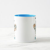 Sneeuwman met kerstcadeaus blauw Pet Mok (Midden)