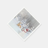 sneeuwman met kerstkrans voor herten servet (Hoek)