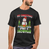 Sneeuwman met kerstmuts Mijn kerstgeest is S T-shirt (Voorkant)