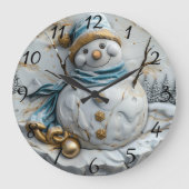 Sneeuwman met kerstsfeer grote klok (Voorkant)
