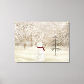 Sneeuwman met Kerstster Canvas Afdruk (Voorkant)