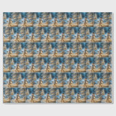 Sneeuwman met kerstverlichting cadeaupapier (Vlak)