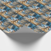 Sneeuwman met kerstverlichting cadeaupapier (Hoek)