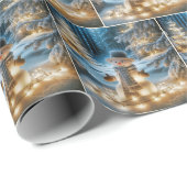 Sneeuwman met kerstverlichting cadeaupapier (Rol Hoek)
