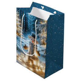 Sneeuwman met kerstverlichting medium cadeauzakje