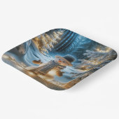 Sneeuwman met kerstverlichting papieren bordje (Gebogen)