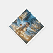 Sneeuwman met kerstverlichting servet (Hoek)