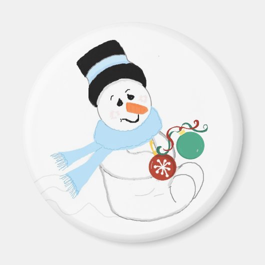 Sneeuwman met Kerstversiering Magneet (Voorkant)