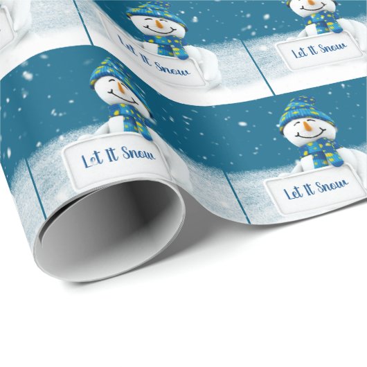 Sneeuwman met LET IT SNOW Sign Cadeaupapier (Rol Hoek)
