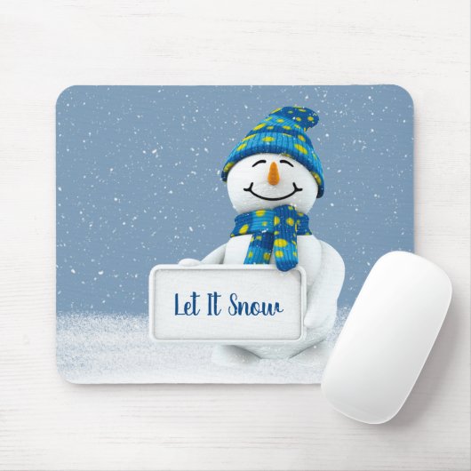 Sneeuwman met LET IT SNOW Sign Muismat (Met muis)