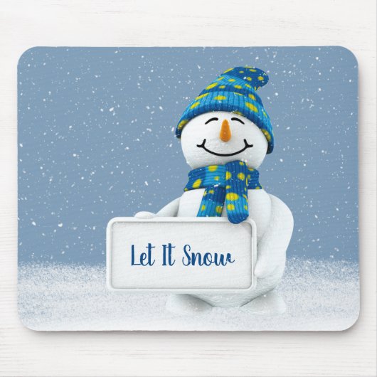 Sneeuwman met LET IT SNOW Sign Muismat (Voorkant)