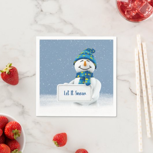 Sneeuwman met Let It Snow Sign Servet (Insitu)