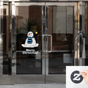 Sneeuwman met Merry Christmas vensterfolie Raamsticker