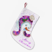 Sneeuwman met Pet Christmas Stocking Kleine Kerstsok (Voorkant (Hangend))
