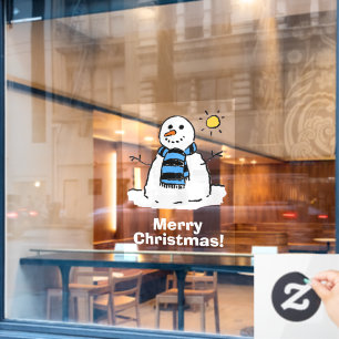 Sneeuwman met Prettig Kerstfeest Raamsticker