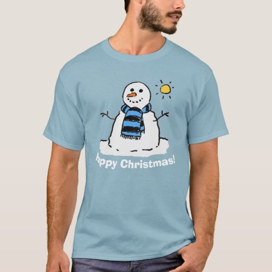 Sneeuwman met Prettig Kerstfeest! T-shirt (Voorkant)