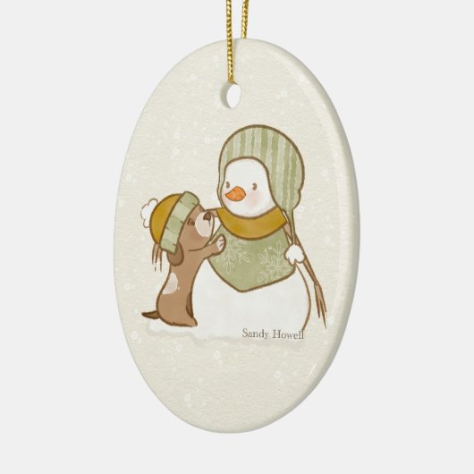 Sneeuwman met Pup Ornament (Links)
